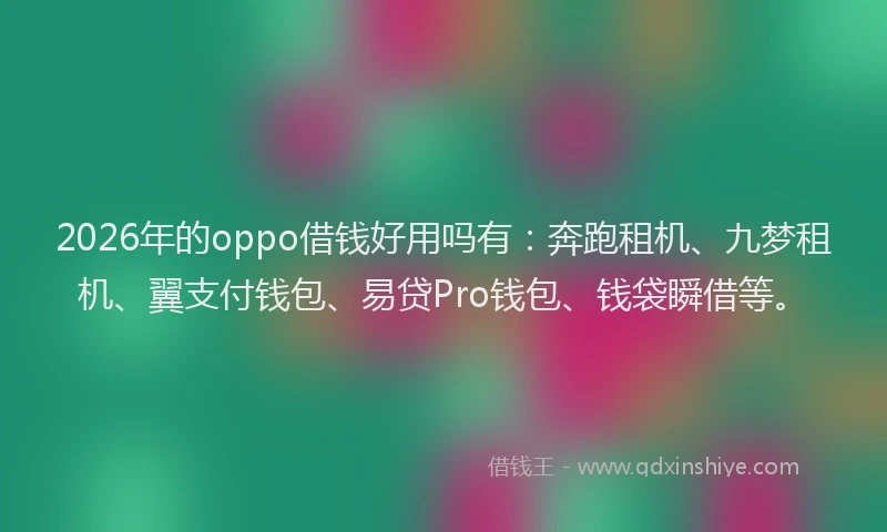 2026年的oppo借钱好用吗有：奔跑租机、九梦租机、翼支付钱包、易贷Pro钱包、钱袋瞬借等。