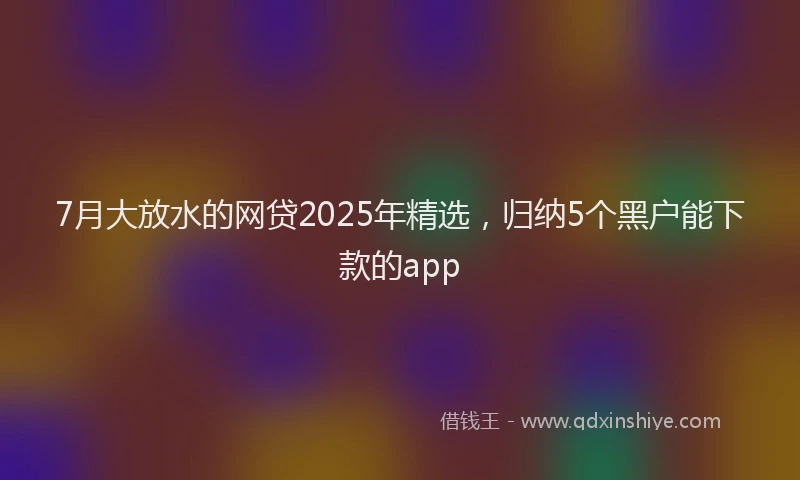 7月大放水的网贷2025年精选，归纳5个黑户能下款的app