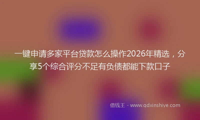 一键申请多家平台贷款怎么操作2026年精选，分享5个综合评分不足有负债都能下款口子