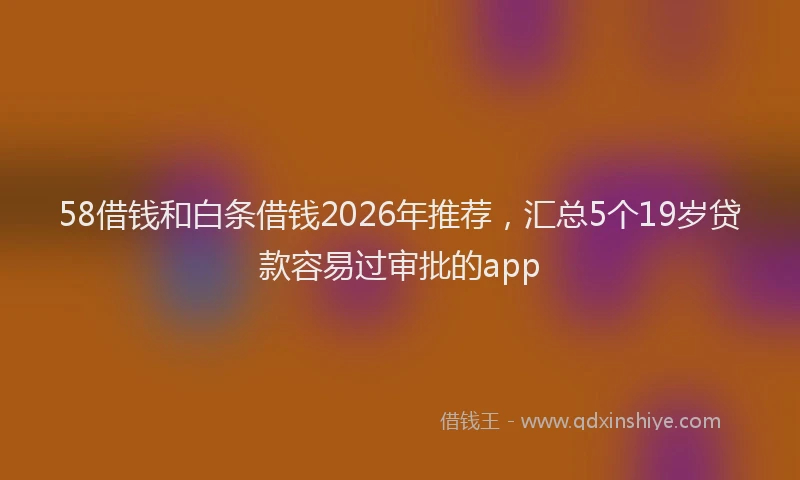 58借钱和白条借钱2026年推荐，汇总5个19岁贷款容易过审批的app