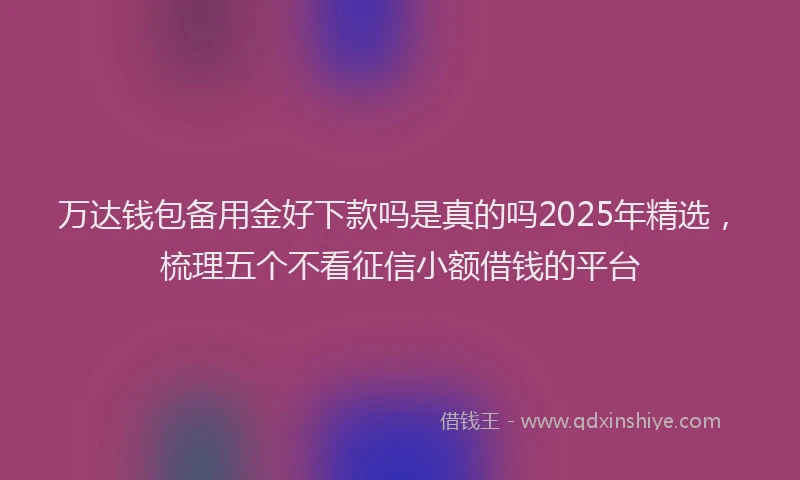 万达钱包备用金好下款吗是真的吗2025年精选，梳理五个不看征信小额借钱的平台