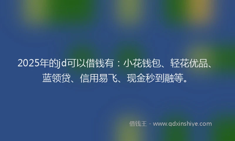 2025年的jd可以借钱有：小花钱包、轻花优品、蓝领贷、信用易飞、现金秒到融等。