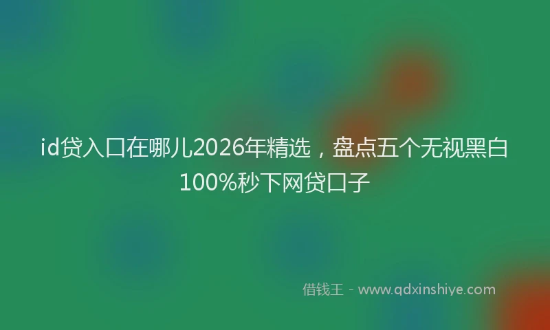 id贷入口在哪儿2026年精选，盘点五个无视黑白100%秒下网贷口子