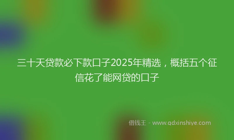 三十天贷款必下款口子2025年精选，概括五个征信花了能网贷的口子