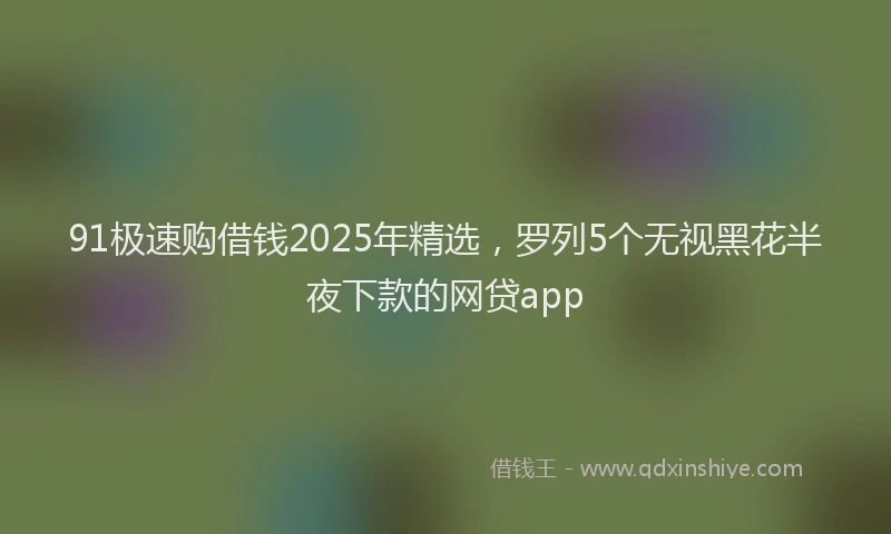 91极速购借钱2025年精选，罗列5个无视黑花半夜下款的网贷app