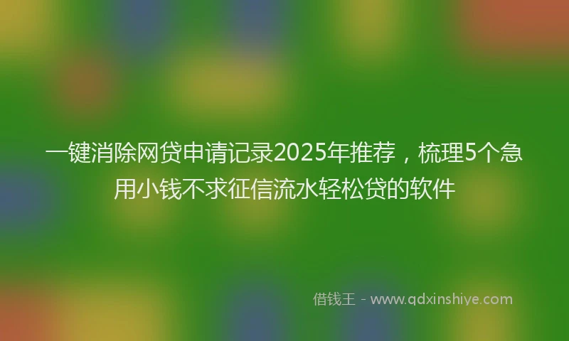 一键消除网贷申请记录2025年推荐，梳理5个急用小钱不求征信流水轻松贷的软件