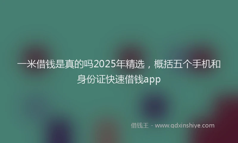 一米借钱是真的吗2025年精选，概括五个手机和身份证快速借钱app