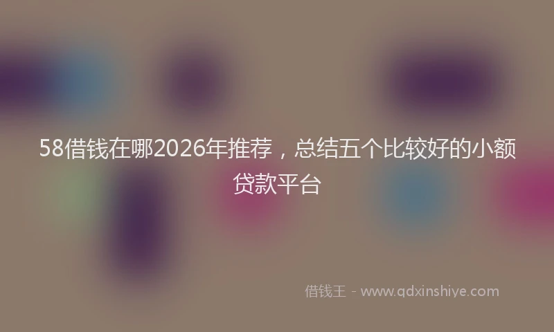 58借钱在哪2026年推荐，总结五个比较好的小额贷款平台
