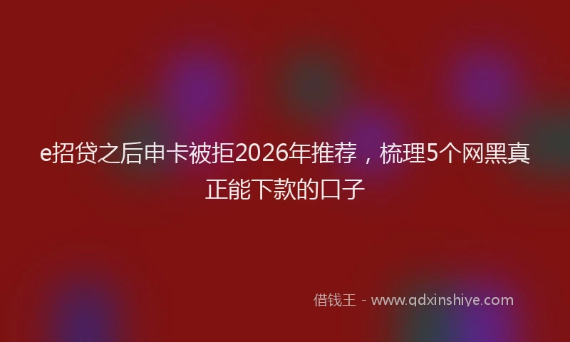 e招贷之后申卡被拒2026年推荐，梳理5个网黑真正能下款的口子