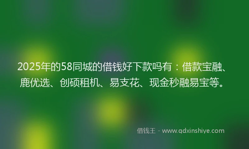 2025年的58同城的借钱好下款吗有：借款宝融、鹿优选、创硕租机、易支花、现金秒融易宝等。
