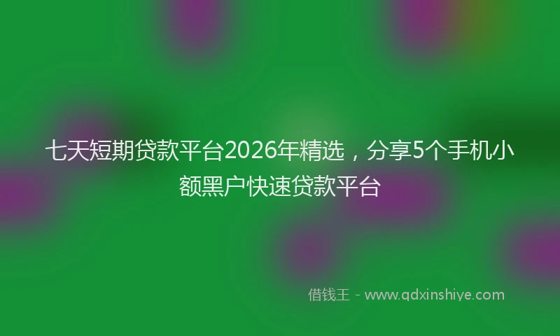 七天短期贷款平台2026年精选，分享5个手机小额黑户快速贷款平台