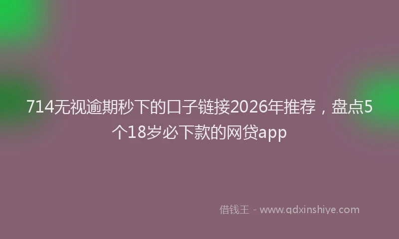 714无视逾期秒下的口子链接2026年推荐，盘点5个18岁必下款的网贷app
