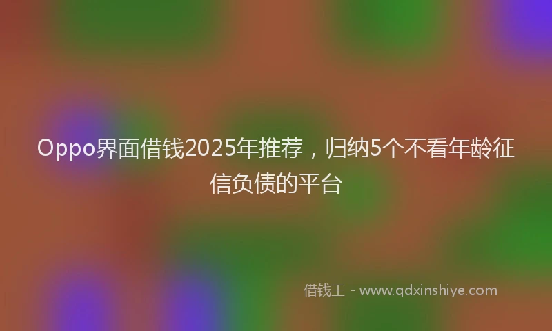 Oppo界面借钱2025年推荐，归纳5个不看年龄征信负债的平台