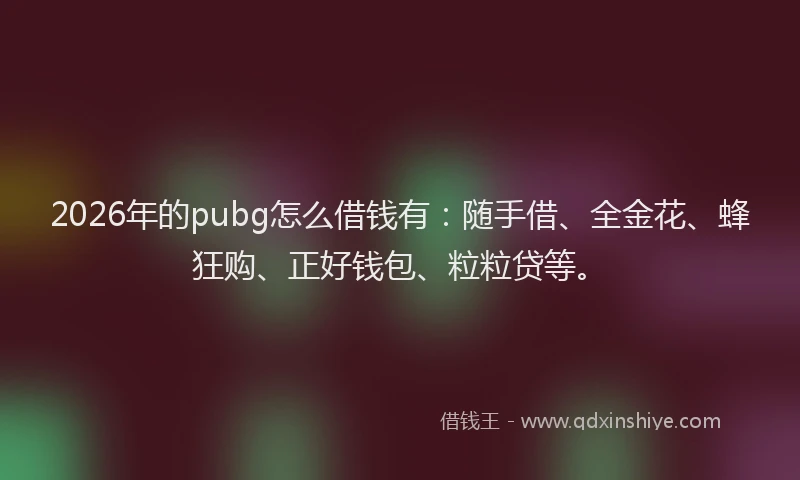 2026年的pubg怎么借钱有：随手借、全金花、蜂狂购、正好钱包、粒粒贷等。