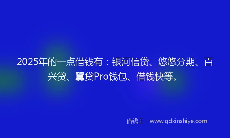 2025年的一点借钱有：银河信贷、悠悠分期、百兴贷、翼贷Pro钱包、借钱快等。