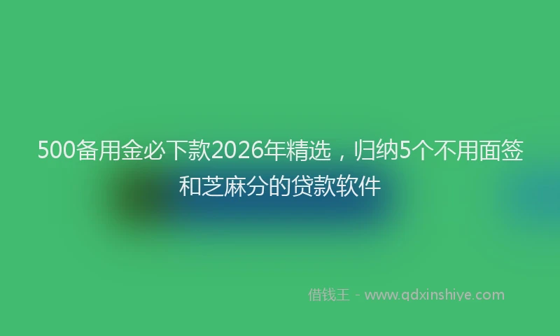 500备用金必下款2026年精选，归纳5个不用面签和芝麻分的贷款软件