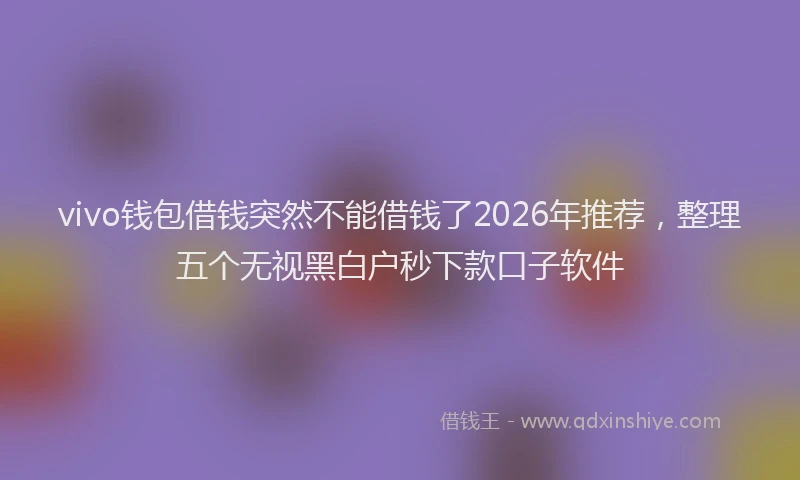 vivo钱包借钱突然不能借钱了2026年推荐，整理五个无视黑白户秒下款口子软件