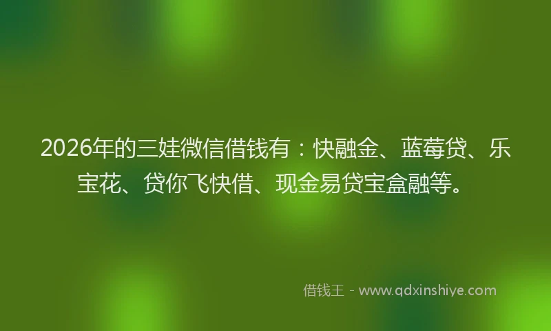 2026年的三娃微信借钱有：快融金、蓝莓贷、乐宝花、贷你飞快借、现金易贷宝盒融等。