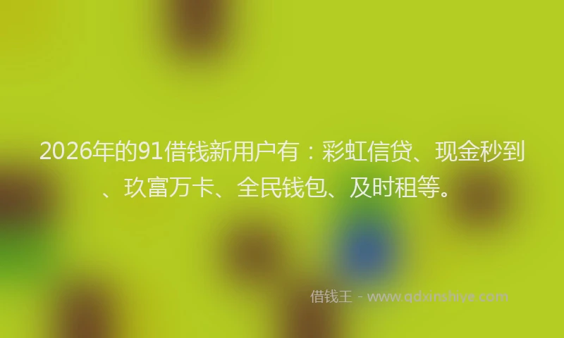2026年的91借钱新用户有：彩虹信贷、现金秒到、玖富万卡、全民钱包、及时租等。