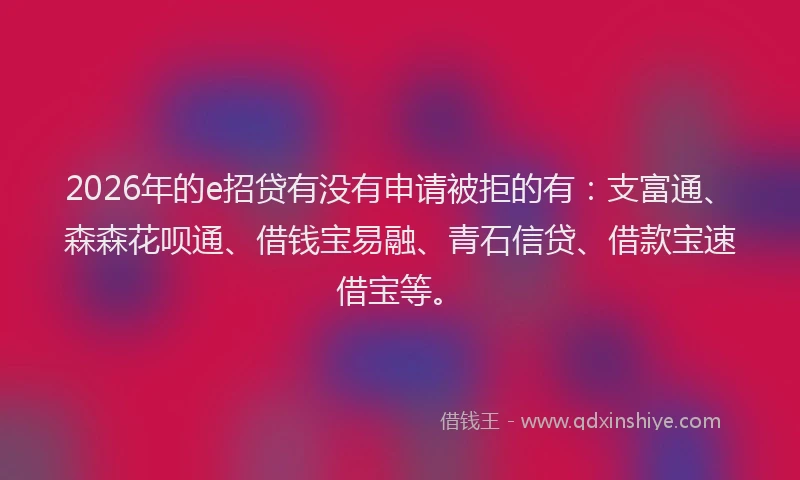 2026年的e招贷有没有申请被拒的有：支富通、森森花呗通、借钱宝易融、青石信贷、借款宝速借宝等。