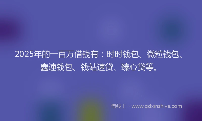 2025年的一百万借钱有：时时钱包、微粒钱包、鑫速钱包、钱站速贷、臻心贷等。