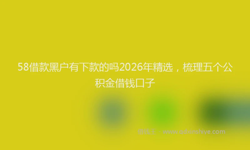 58借款黑户有下款的吗2026年精选，梳理五个公积金借钱口子