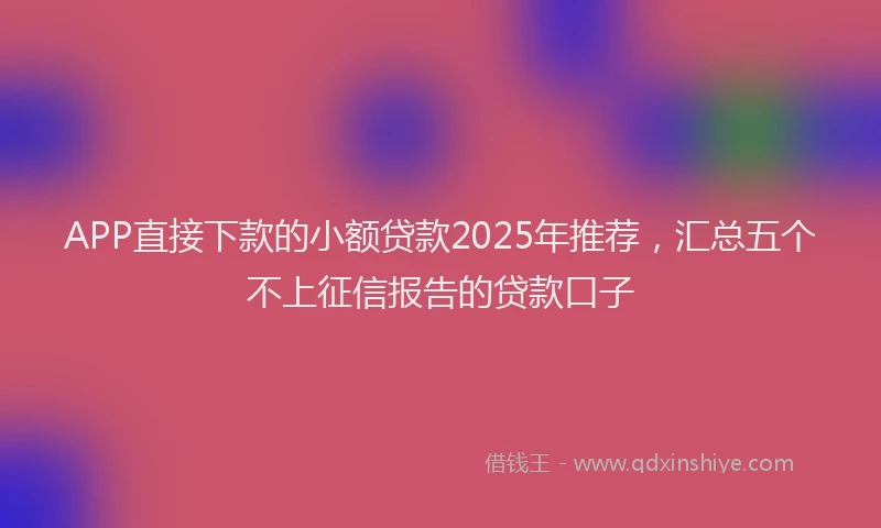 APP直接下款的小额贷款2025年推荐，汇总五个不上征信报告的贷款口子