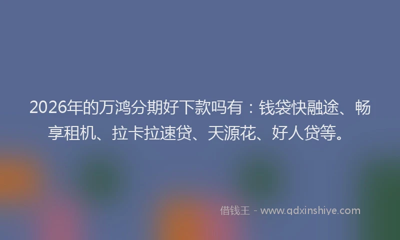 2026年的万鸿分期好下款吗有：钱袋快融途、畅享租机、拉卡拉速贷、天源花、好人贷等。