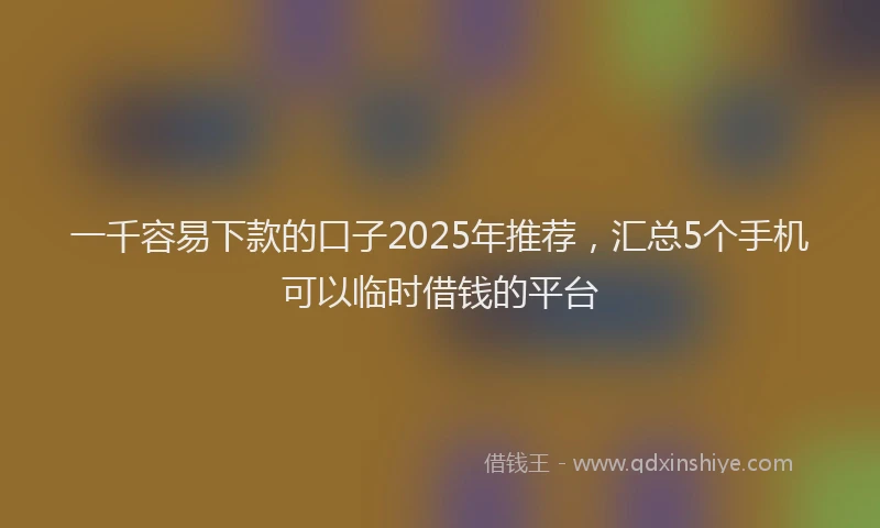一千容易下款的口子2025年推荐，汇总5个手机可以临时借钱的平台