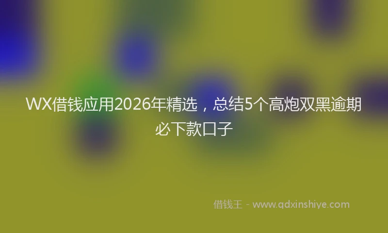 WX借钱应用2026年精选，总结5个高炮双黑逾期必下款口子