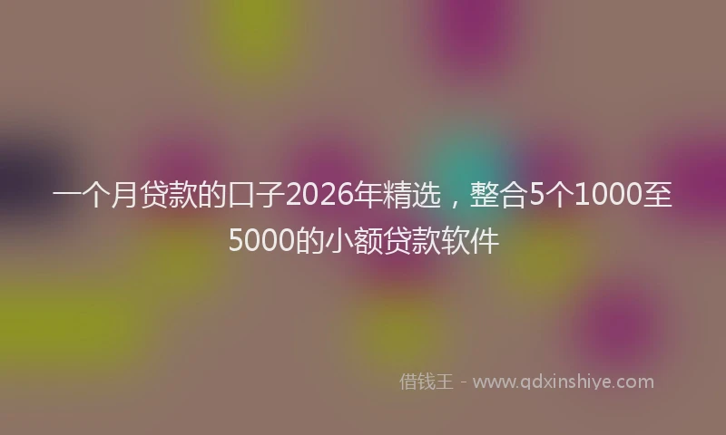 一个月贷款的口子2026年精选，整合5个1000至5000的小额贷款软件