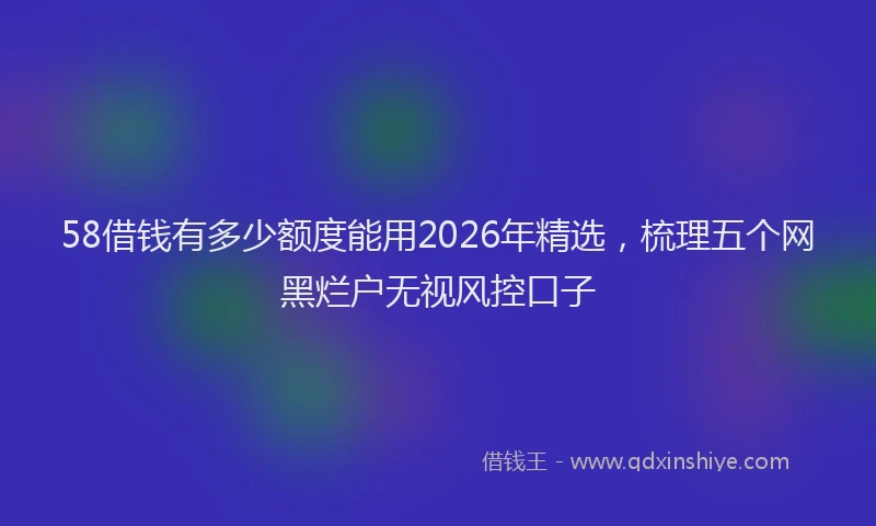 58借钱有多少额度能用2026年精选,梳理五个网黑烂户无视风控口子