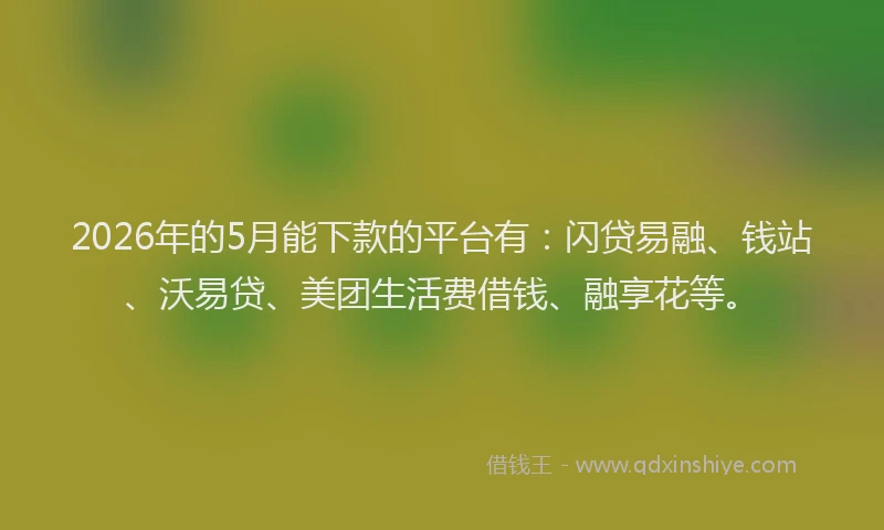 2026年的5月能下款的平台有：闪贷易融、钱站、沃易贷、美团生活费借钱、融享花等。