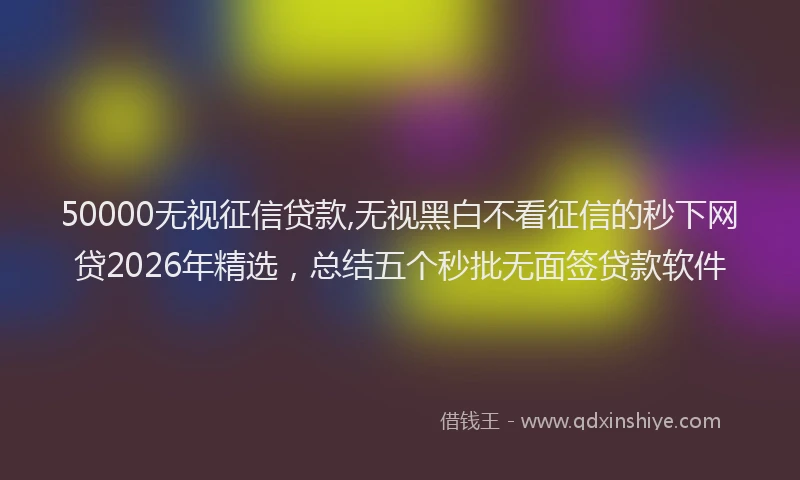 50000无视征信贷款,无视黑白不看征信的秒下网贷2026年精选,总结五个秒批无面签贷款软件