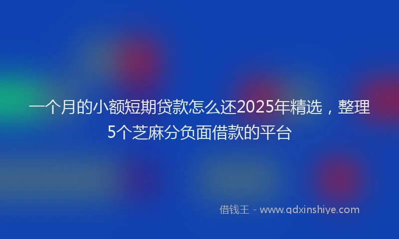 一个月的小额短期贷款怎么还2025年精选，整理5个芝麻分负面借款的平台