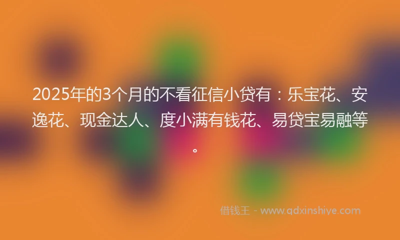 2025年的3个月的不看征信小贷有：乐宝花、安逸花、现金达人、度小满有钱花、易贷宝易融等。