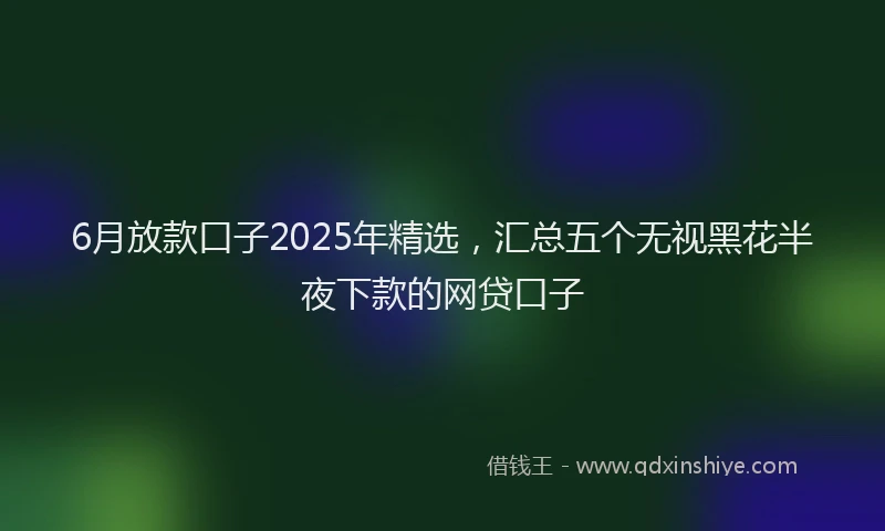 6月放款口子2025年精选，汇总五个无视黑花半夜下款的网贷口子