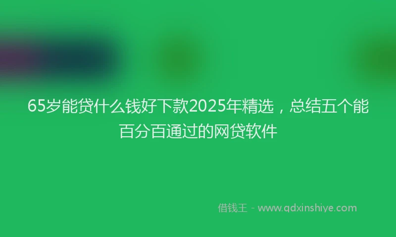 65岁能贷什么钱好下款2025年精选，总结五个能百分百通过的网贷软件