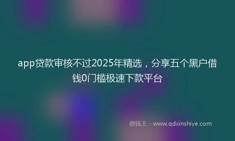 app贷款审核不过2025年精选，分享五个黑户借钱0门槛极速下款平台