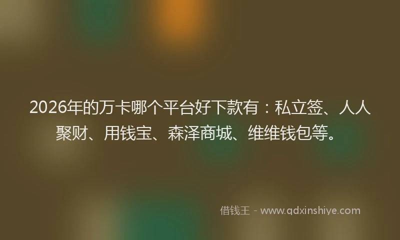 2026年的万卡哪个平台好下款有：私立签、人人聚财、用钱宝、森泽商城、维维钱包等。