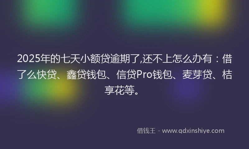 2025年的七天小额贷逾期了,还不上怎么办有：借了么快贷、鑫贷钱包、信贷Pro钱包、麦芽贷、桔享花等。