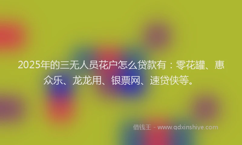 2025年的三无人员花户怎么贷款有:零花罐、惠众乐、龙龙用、银票网、速贷侠等。