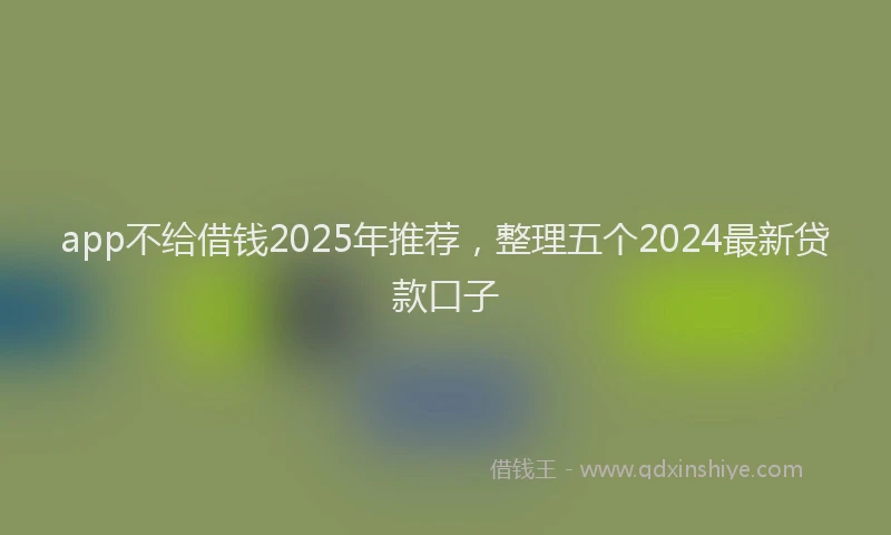 app不给借钱2025年推荐,整理五个2024最新贷款口子