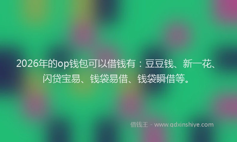 2026年的op钱包可以借钱有：豆豆钱、新一花、闪贷宝易、钱袋易借、钱袋瞬借等。