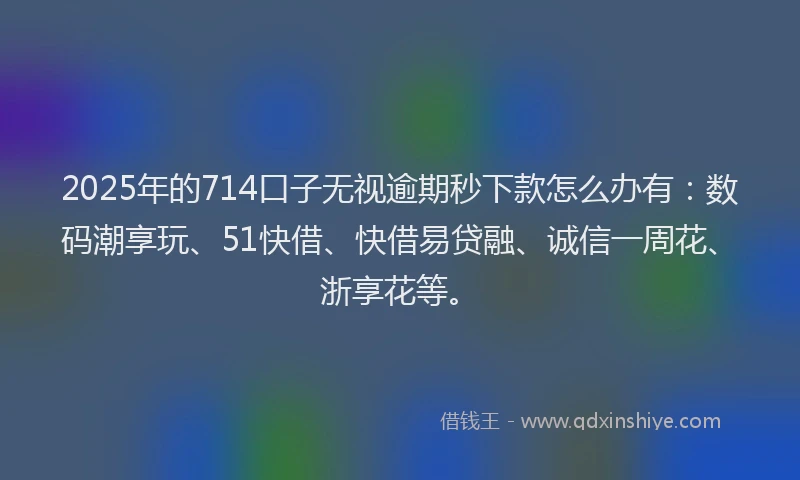 2025年的714口子无视逾期秒下款怎么办有：数码潮享玩、51快借、快借易贷融、诚信一周花、浙享花等。