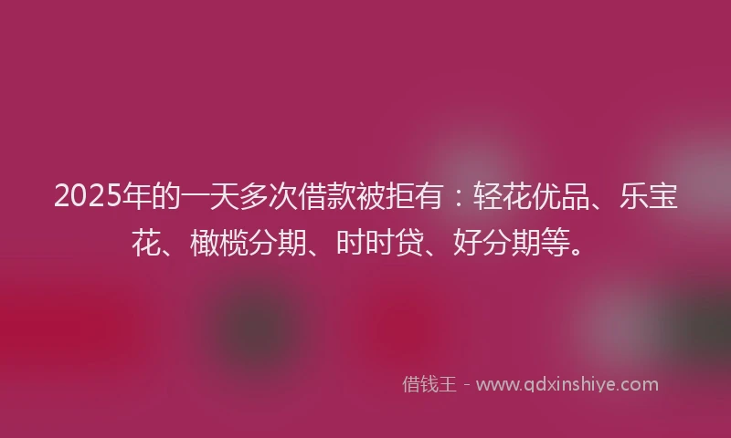 2025年的一天多次借款被拒有：轻花优品、乐宝花、橄榄分期、时时贷、好分期等。