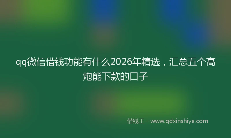 qq微信借钱功能有什么2026年精选，汇总五个高炮能下款的口子
