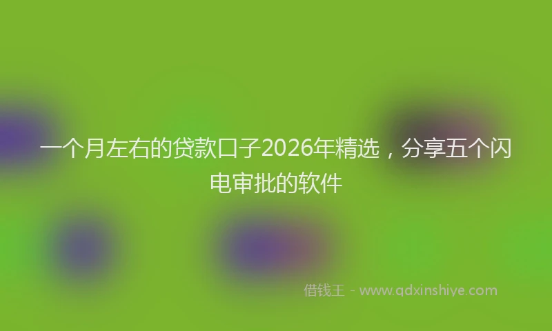 一个月左右的贷款口子2026年精选，分享五个闪电审批的软件