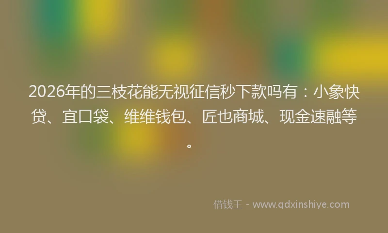 2026年的三枝花能无视征信秒下款吗有：小象快贷、宜口袋、维维钱包、匠也商城、现金速融等。