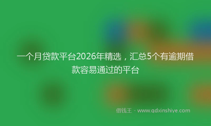 一个月贷款平台2026年精选，汇总5个有逾期借款容易通过的平台